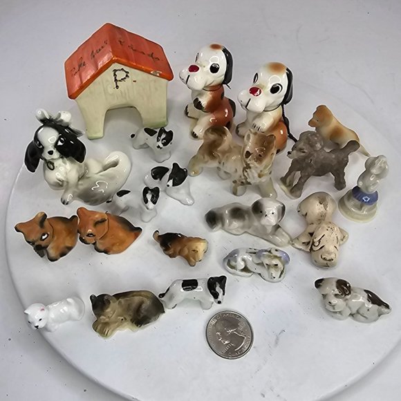 Vintage Dog Miniature Figurine Lot Ceramic Resin Plastic - Picture 2 of 12